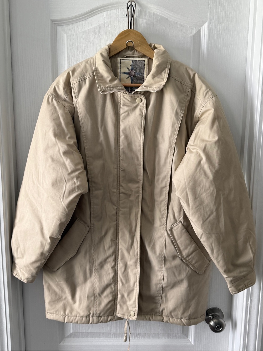 Vintage Womens Middlebrook Park Beige Jacket Coat w/hood Size S